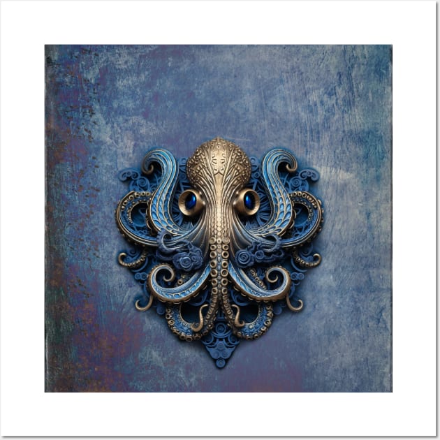 Steampunk Blue Octopus Wall Art by KeeganCreations